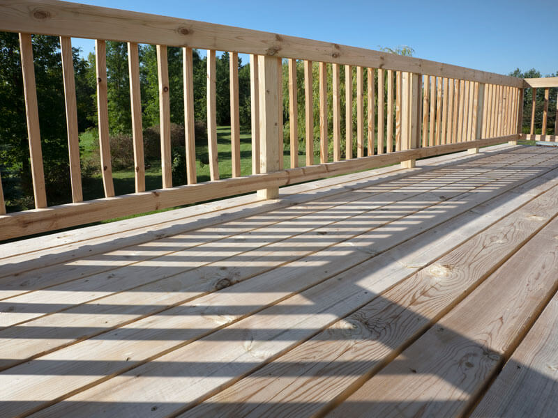 newly constructed deck on home